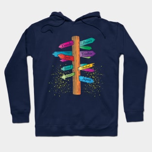 Hand drawn color tourist index Hoodie